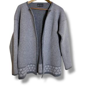Laurence Odie Knitwear Geelong Lambswool Cardigan Gray Made in Scotland Medium